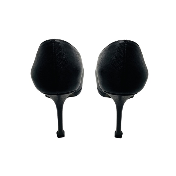 YVES SAINT LAURENT BLACK LEATHER TRIBTOO PLATFORM PUMP - Picture 6 of 9